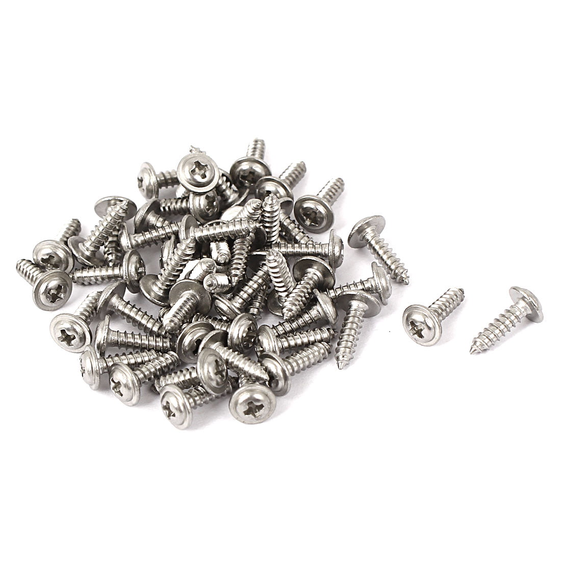 uxcell® 50pcs M2 x 6mm Stainless Steel Phillips Pan Round Head Self Tapping Screws
