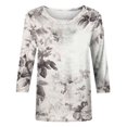 thumbnail image 4 of Pompotops T-shirt Mode Femme Imprimé Manches 3/4 Blouse Col Rond Hauts Décontractés en Solde, 4 of 5