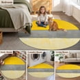 thumbnail image 6 of Gray Yellow Color Block Round Area&nbsp;Rug 3ft Retro Non-Slip&nbsp;Washable Circle Rugs Soft Felt Indoor Floor Mat for Bedroom Kitchen Living Room Bathroom, 6 of 9