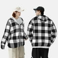 thumbnail image 6 of Balery White And Black Plaid Men's Women's UPF 50+ Sun Protection Lightweight Hoodie Performance Long Sleeve Shirt for Fishing Running-3X-Large, 6 of 9