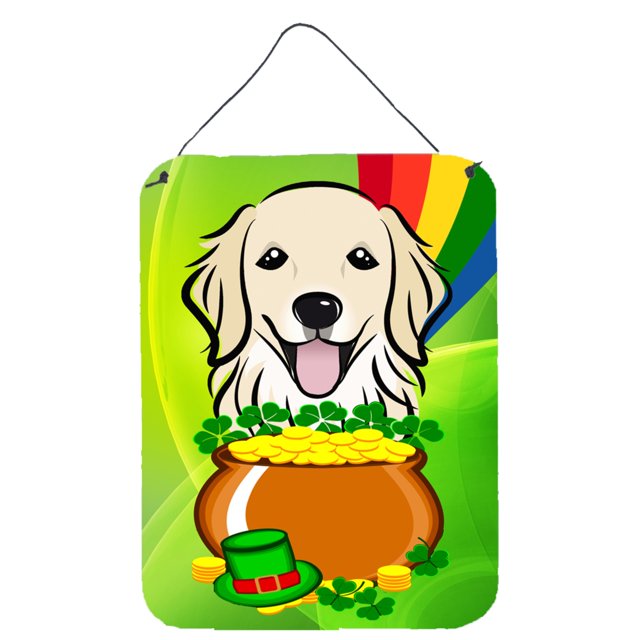 Caroline's Treasures Golden Retriever Día de San Patricio Impresiones para colgar en la pared o en la puerta BB1949DS1216, 16HX12W, Multicolor Caroline's Treasures BB1949DS1216