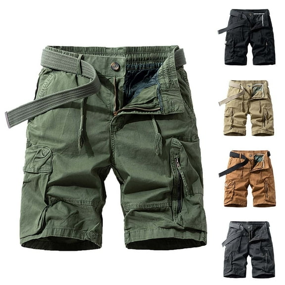 ZRGHAOYLQ 2025 Clearance Men's Cargo Shorts Relaxed Fit Multi Pockets Shorts Work Military Cotton Shorts Loose Camping Cargo Shorts Zipper Buckle Tactical Work Short Pants