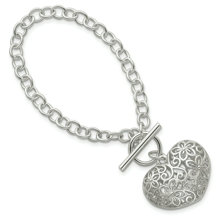 Simple Double Heart Silver Color Charm Bracelet Silver - Temu