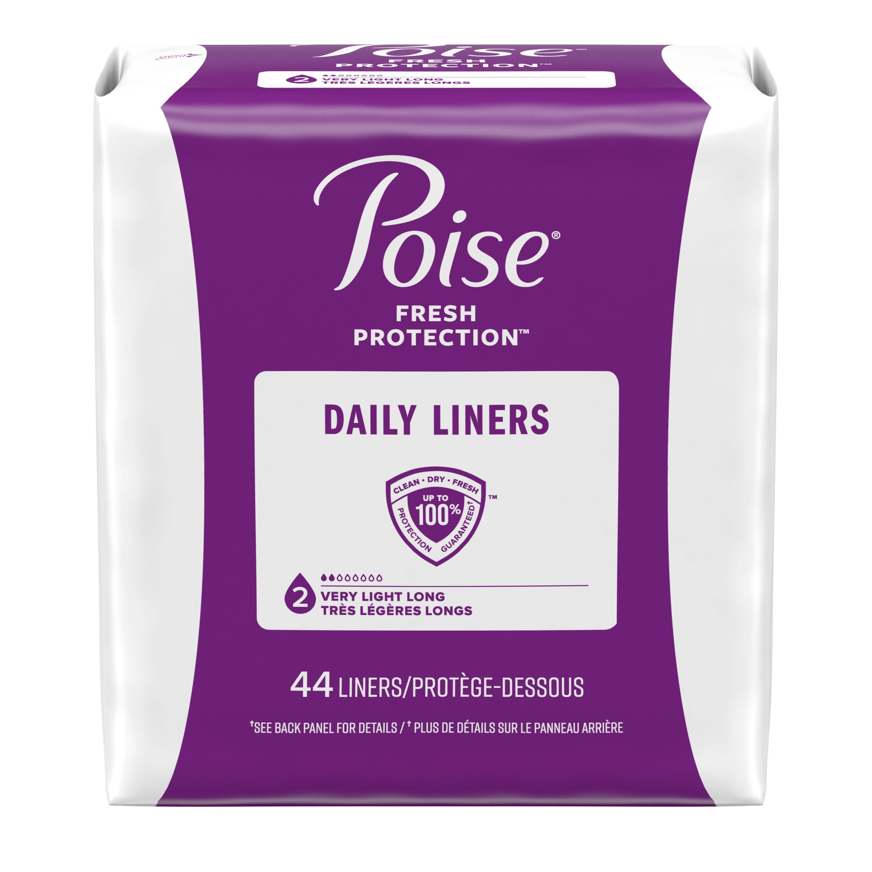 Poise Microliners, incontinence panty liners, lightest absorbency, regular,  54 Count, PACK OF 2 : : Health & Personal Care