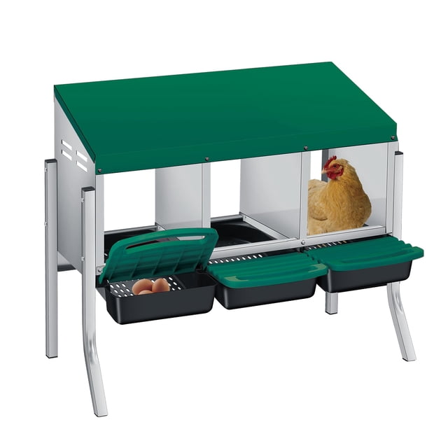 BeesClover Metal Chicken Nesting Box with Removable Roll-Out Tray, Galvanized Steel Laying Box for Hens, Easy Egg Collection and Cleaning, Suitable for Backyard Coops and Poultry Farms