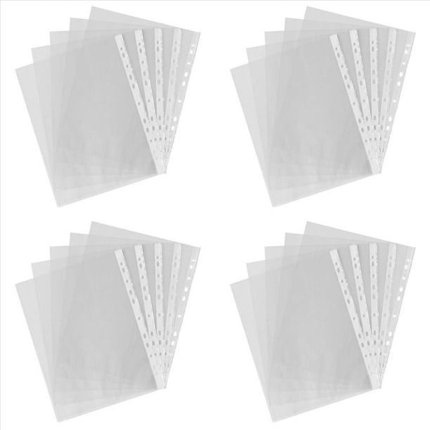 400 Piezas A4 PP Perforado Perforado Bolsillos Carpetas Archivadores Carteras Mangas Bolsa Transparente 0,03 mm