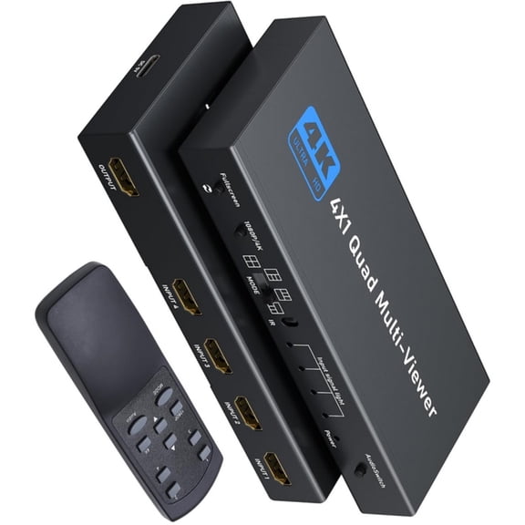HDTV Multi Viewer 4 Input 1 Output Splitter Supporting 4K 30Hz Resolution and Seamless Switching for Meeting