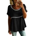 thumbnail image 4 of Delayuji Women's Linen Tshirt Crew Neck Short Sleeve Casual Tee Soft Comfy Versatile Top Summer Daily Wear, 4 of 6