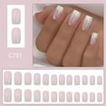 thumbnail image 2 of RAGUPEL 24 Pcs Glitters False Nail French Tip Artificial Nail Full Cover Stick on Nail Short Square Press on Nail, 2 of 8