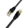 thumbnail image 1 of Tera Grand - 25FT - CAT7 10 Gigabit Ethernet Ultra Flat Patch Cable for Modem Router LAN Network - Braided Jacket, Gold, 1 of 5