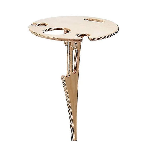 Mesa de vino al aire libre con mini picnic de madera con tapa redonda plegable