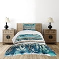 thumbnail image 3 of Ambesonne Coastal Quilted Bedspread Set 2 Pcs, Ropes and Waves Underwater, Twin Size, Seafoam Teal Pale Brown, 3 of 4