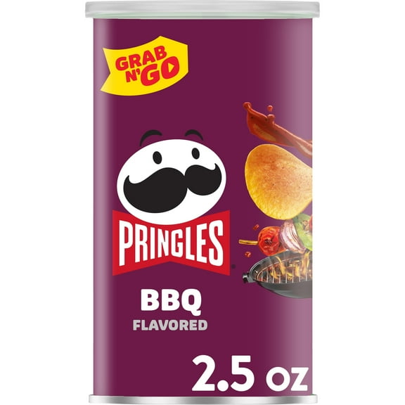 Pringles BBQ Potato Crisps Chips, Lunch Snacks, 2.5 oz Canister