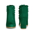 thumbnail image 2 of BLISSFUL STEP Women Ruffle Block High Heels Ankle Boots for Women Emerald Green 7.5, 2 of 8