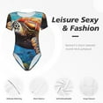 thumbnail image 6 of Rateoe Colorful Underwater Sea Turtle Printed Women Rash Guard Short Sleeve,Tummy control Swimsuit Surfing Swimsuit Bathing Suit Short-sleeved Onesie UPF 50+, 6 of 6