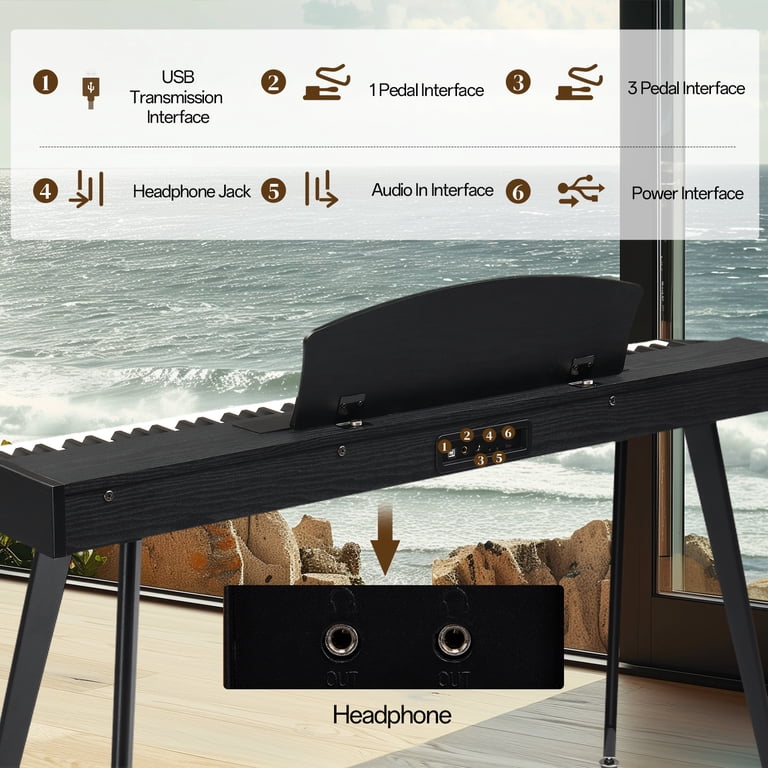 Ktaxon Digital Piano 88 Key Semi Weighted Keyboard with Bench