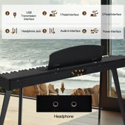 Ktaxon Digital Piano 88 Key Semi Weighted Keyboard with Foldable Bench for Beginners Triple Pedal, Black