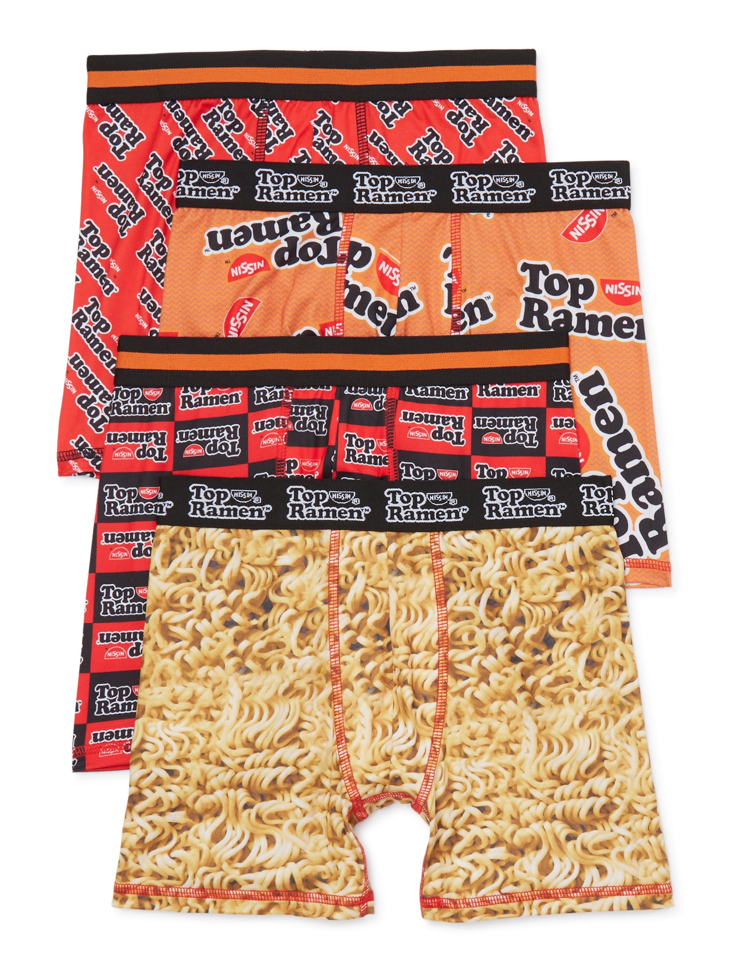 Nissin Top Ramen Boys Athletic Graphic Boxer Briefs, 4-Pack, Sizes 4-12