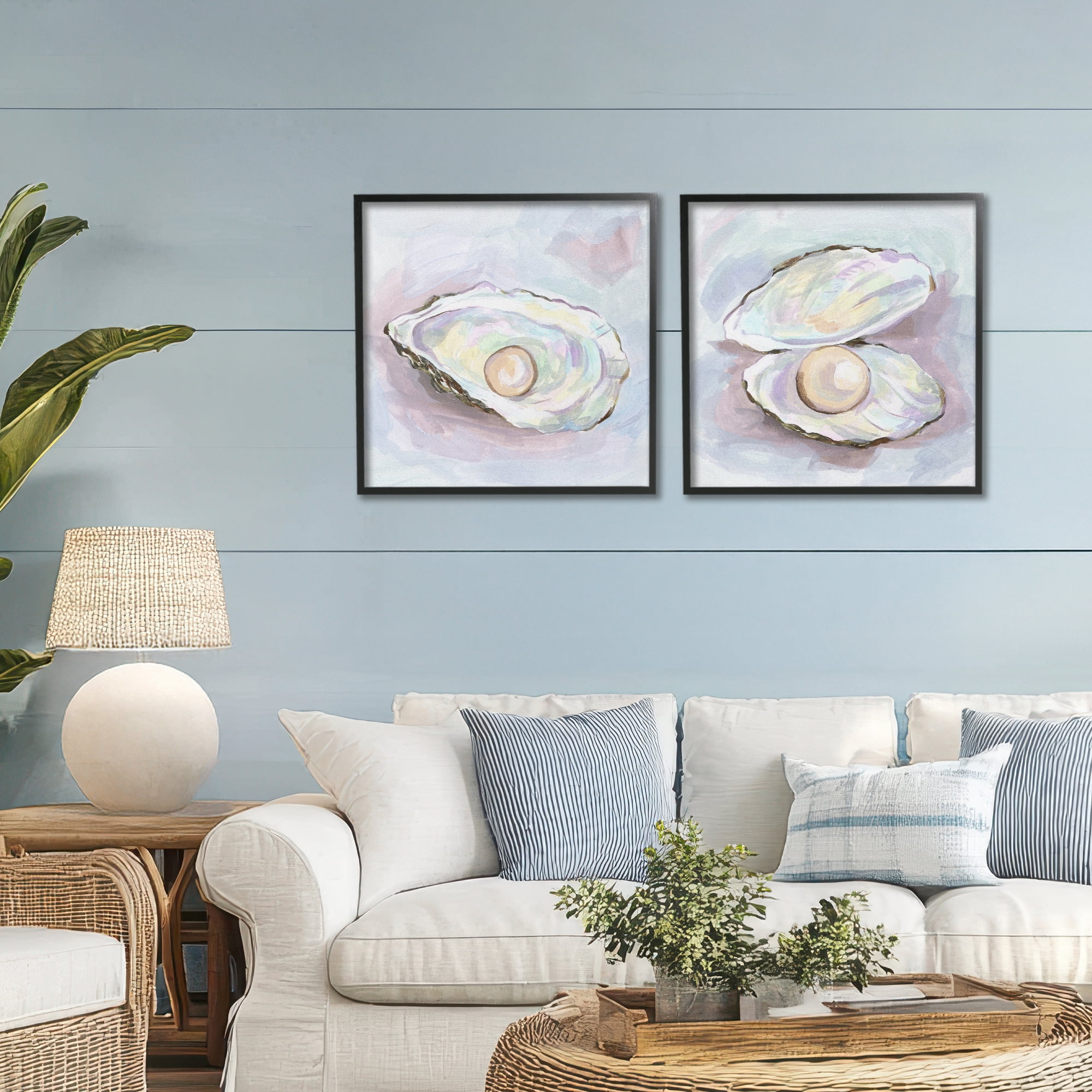 Stupell Industries Aquatic Silent Opals 2 Piece Black Framed Giclee Art Set, design by Melissa Wang