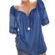 thumbnail image 1 of Pntutb moda damas Casual manga corta cuello en V sólido encaje suelto mujeres blusa tops Pntutb Pntutb-6142, 1 of 9