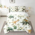 thumbnail image 2 of Manfei Cartoon Animal Dinosaur 7-Piece Bedding Comforter Set for Preppy Children Kids,Jungle Wildlife Dino King Bedding Sets,Botanical Plants Ultra Soft Bed Sheets,Super Cozy Room Decor, 2 of 8