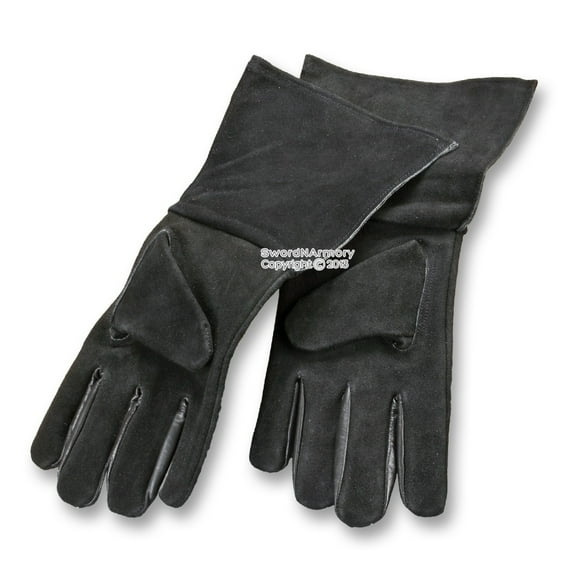 Large Size Medieval Genuine Suede Leather Gloves for Gauntlets LARP Costume