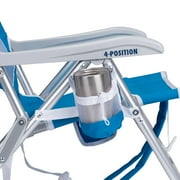 GCI Outdoor SunShade Backpack Beach Chair Reclining Low Profile Seat with Canopy, Saybrook Blue