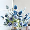 thumbnail image 3 of Topboutique Artificial Flowers,Faux Hydrangea Flower Arrangements,Fake Flower Centerpieces,Silk Chrysanthemum Ball for Vase for Wedding Home Garden Decoration,1 Bunch Blue(Vase NOT Including), 3 of 6