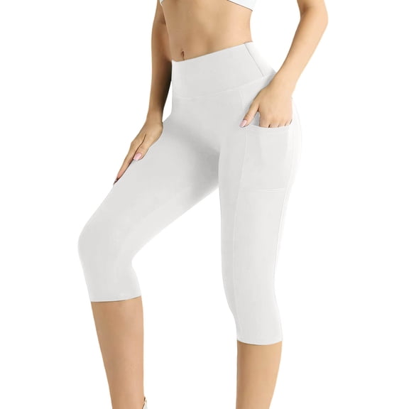 cfhntfmh Capri Leggings for Women High Waisted Yoga Capri Pants with Pockets for Women Stretchy Workout Summer Pants