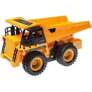 1:18 Yellow RC Dump Truck Toy with Lights, Sounds and Lifting Bed, Ages 3+