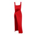 thumbnail image 5 of Vestido con tirantes y aberturas para mujer 2025 Summer - Cuello cuadrado, sin mangas, poliéster, fiesta/casual, XS-L, 5 of 5