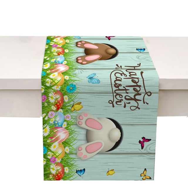 asddcavvf Easter Egg Bunny Table Runner Kitchen Table Decoration Table Cloth Pad Coffee Table Cloth Holiday Banquet Living Room Table Cloth (10)