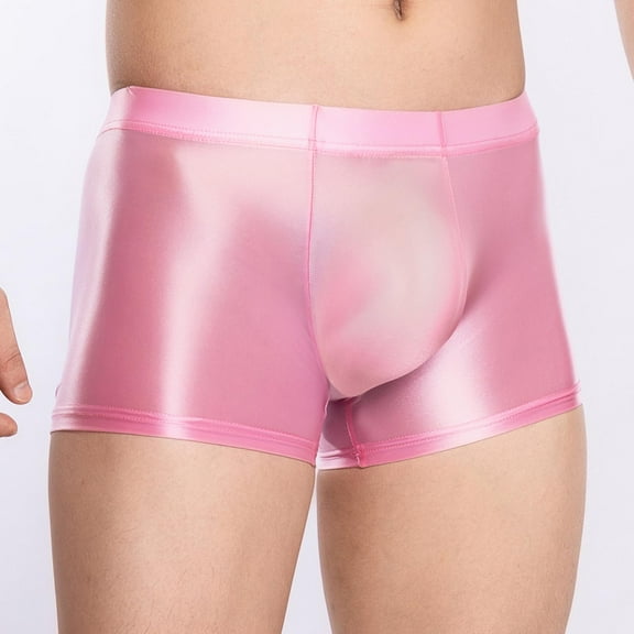 Silk Underwear for Men Boxer Briefs Mens Lightweight Stretchy Mid Waisted Solid Color Full-Coverage Slim Loungewear Workout Boxers