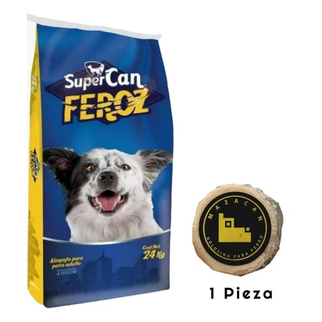 SuperCan Feroz 24 kg + Mazacan Para Perro 1 pza