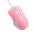 thumbnail image 1 of Ratón con cable, color rosa, diseño ergonómico, retroiluminado RGB, detección de movimiento, cable de 5,9 pies, ratón para juegos, estudio de oficina, 1 of 5