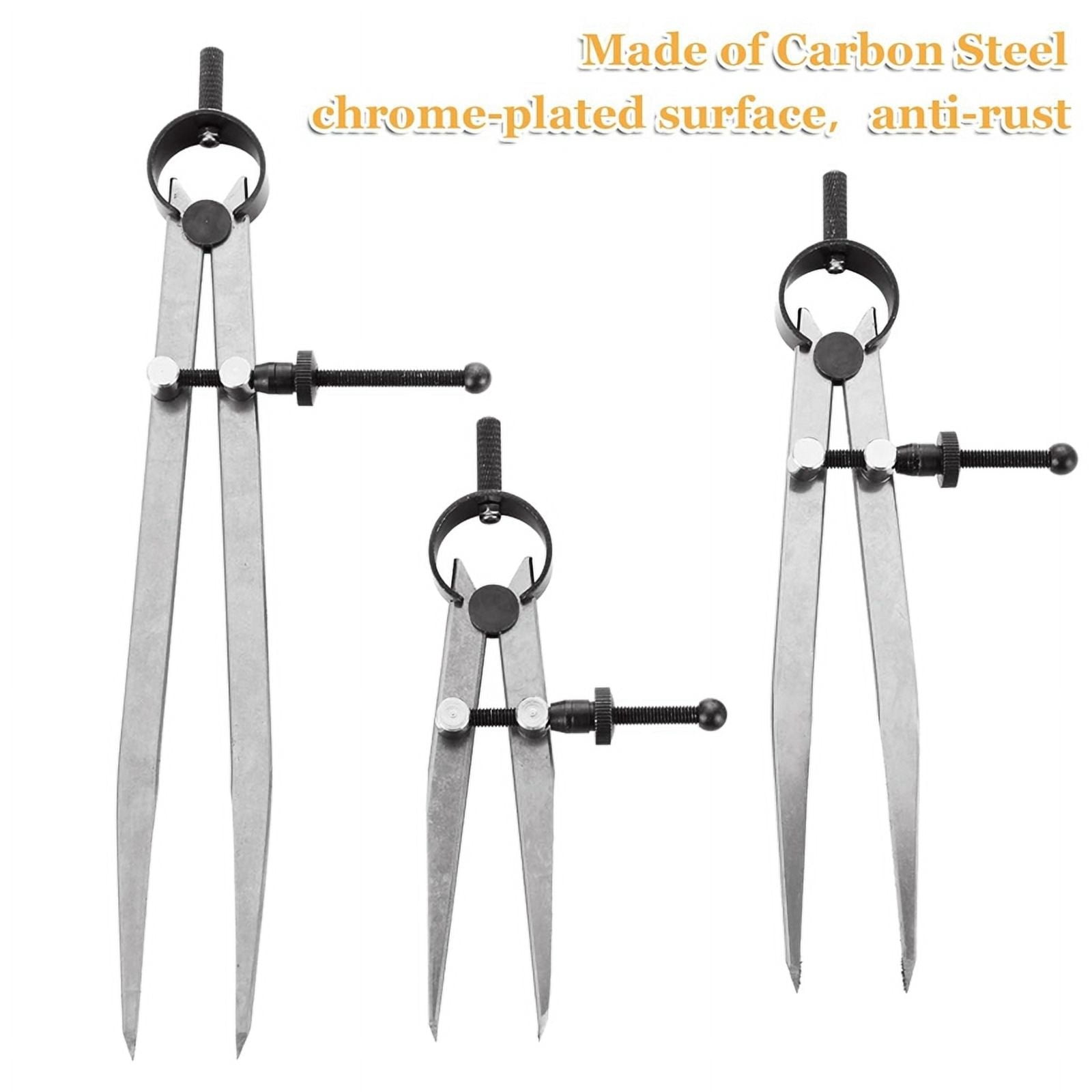 3 Pieces Adjustable Lockable Spring Wing Divider 4/6/8 Inch Carbon Steel Caliper Measuring Tool Leather Compass
