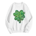 thumbnail image 2 of xixinqiwan Women's St Patrick's Day Sweatshirts,Womens Clover Print Hoodie Casual Long Sleeve Sweatshirt Irish Shamrock Pullover Tops, 2 of 6