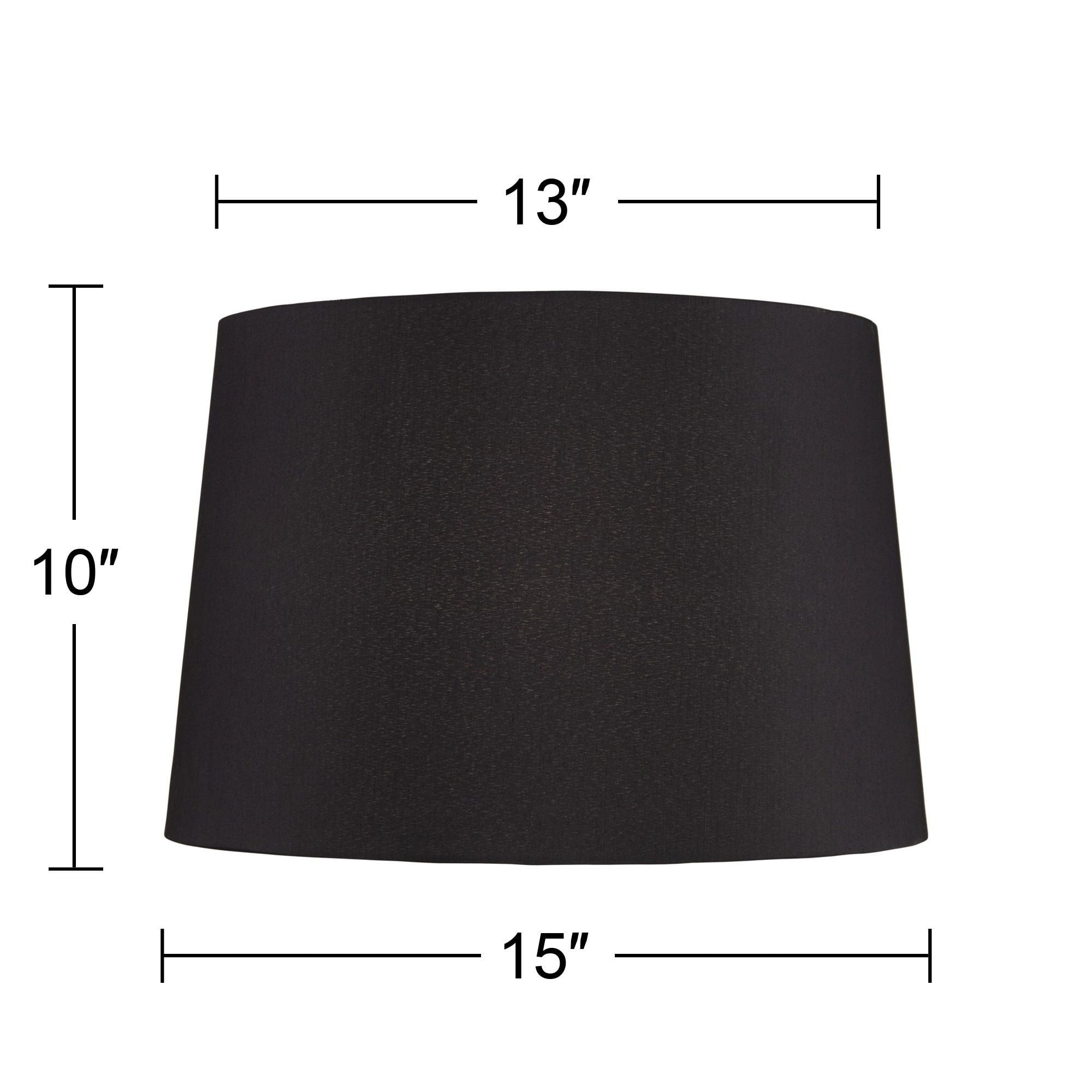 Springcrest Set of 2 Hardback Drum Lamp Shades Black Medium 13" Top x 15" Bottom x 10" High Spider Replacement Harp Finial Fitting