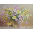 thumbnail image 2 of Smirnov, Igor 14x12 Black Ornate Wood Framed with Double Matting Museum Art Print Titled - Yellow and Pink Flowers in Vase, 2 of 4