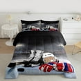 thumbnail image 2 of Erosebridal Ice Hockey Comforter Set King, Hockey Player Down Comforter Teens Juvenile, Sports Game Duvet Set, Soft Winter Quilted Duvet Sports Bedroom Decor for All Season, 2 of 7