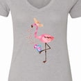 thumbnail image 4 of Inktastic Cute Summer Flamingo Women's V-Neck T-Shirt, 4 of 5
