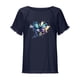 thumbnail image 4 of Blusa de manga corta con estampado regular de flecos y cuello redondo de algodón y cáñamo para mujer OAVQHLG3B Store  lin121212, 4 of 5
