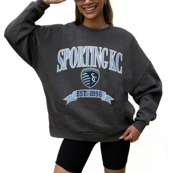 Women's Gameday Couture Charcoal Sporting Kansas City Seal The Deal Pullover Sweatshirt