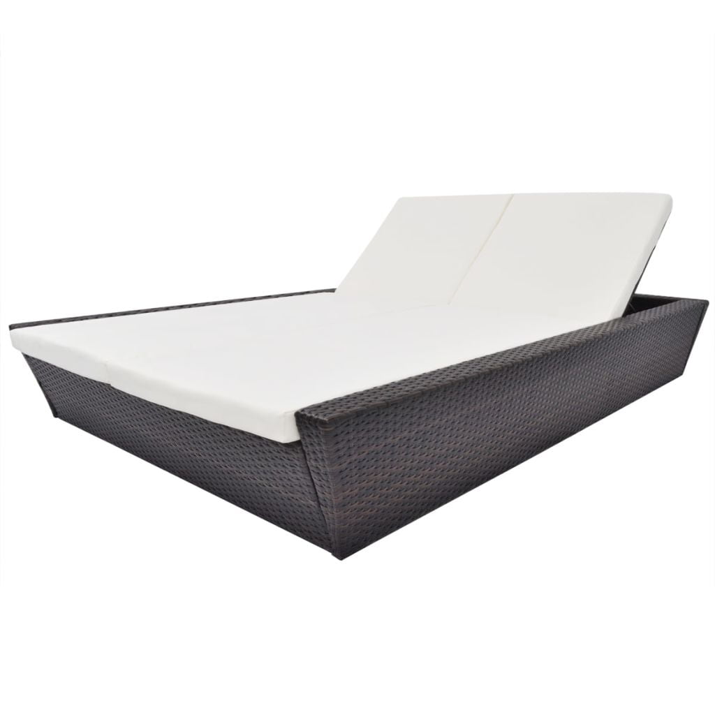 Kepooman Outdoor Adjustable Poly Rattan Daybed with Cushion for Patio Beach, Brown Kepooman Outdoor Adjustable Poly Rattan Daybed with Cushion for Patio Beach, Brown
