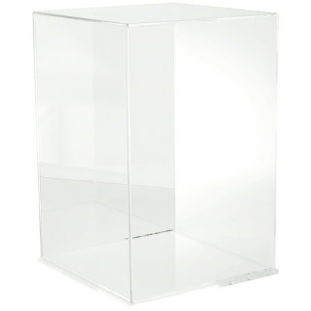 Plymor Clear Acrylic Display Case with Clear Base (Mirror Back), 12" W x 12" D x 18" H