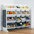 thumbnail image 4 of Humble Crew 16 Bin Kids Toy Storage Organizer with Chalkboard, Grey, 4 of 8