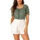 thumbnail image 1 of INSPIRAR CHIC Blusas Retro con Cuello Corazón y Mangas Raglán con Volantes Florales M Verde, 1 of 7