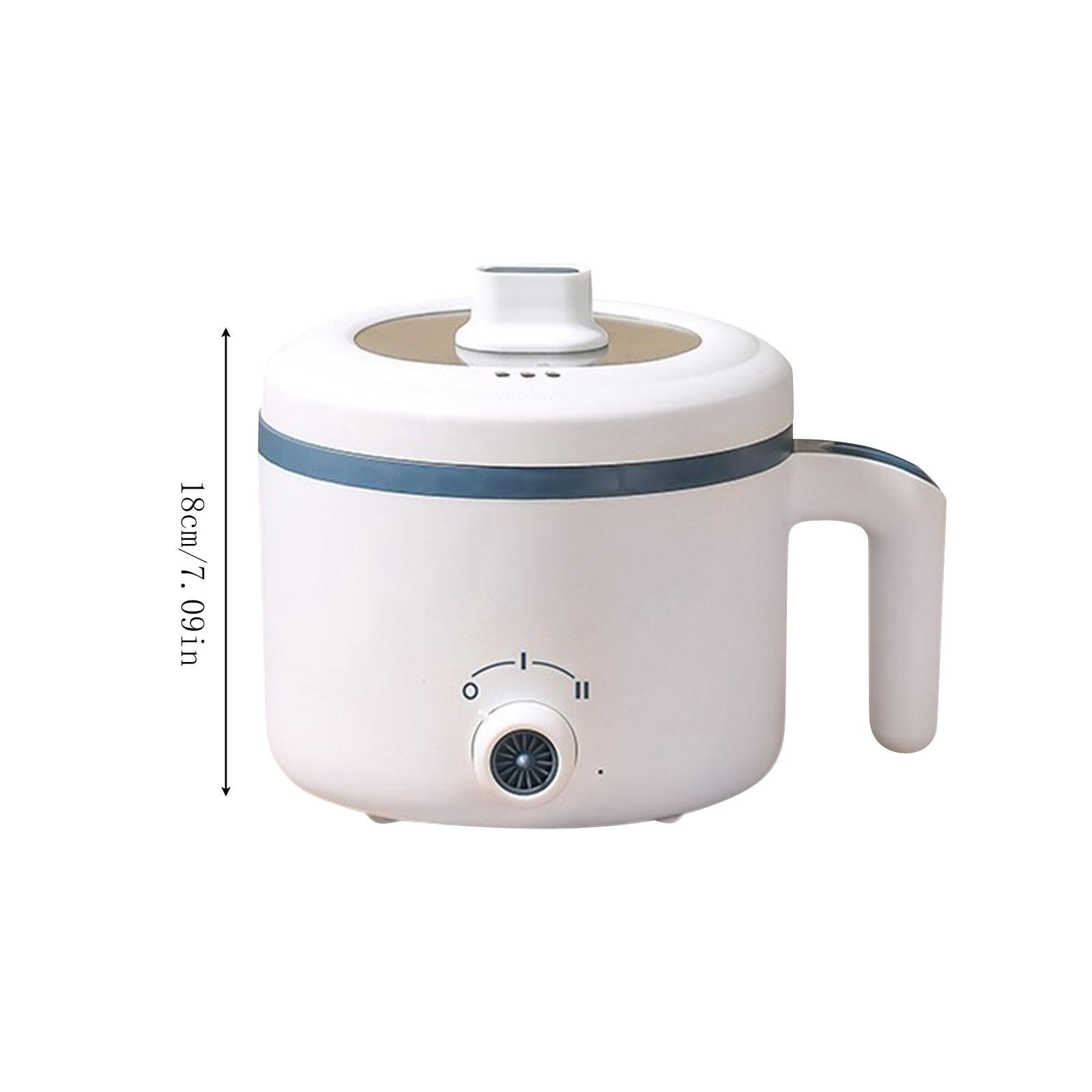 Mini Electric Rice Cooker Small Multi Function Cooker Non Stick Portable Electric Pot for Cooking Rice Oatmeal Porrington Soup White Single Pot 1.8 Liter Capacity