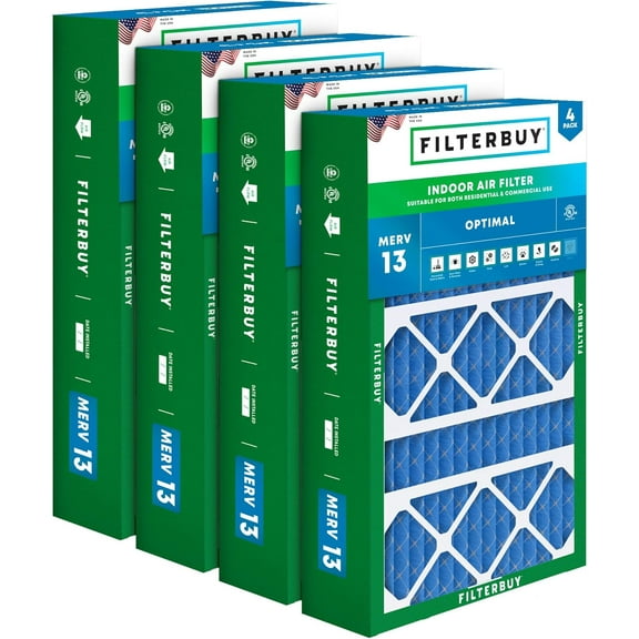 Filterbuy 15.75x27.63x3.50 MERV 13 Health Defense, Pleated HVAC AC Furnace Air Filters for Aprilaire Space-Gard 104 / 2140 (4-Pack)