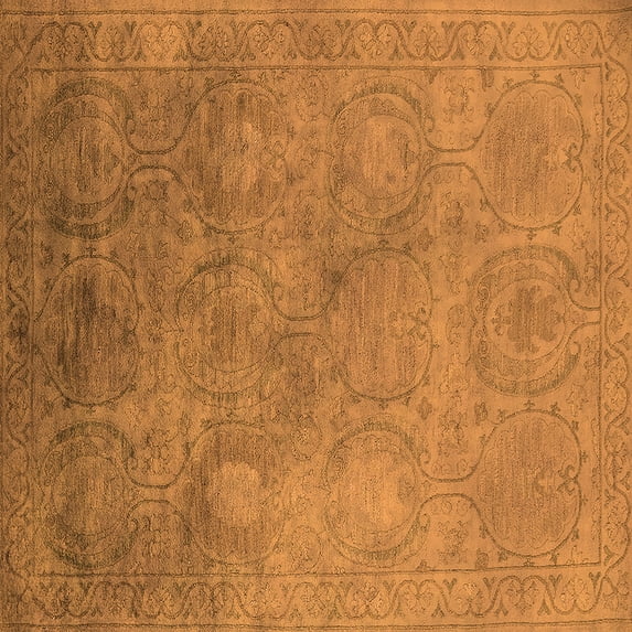 Ahgly Company Indoor Square Oriental Orange Industrial Area Rugs, 8' Square